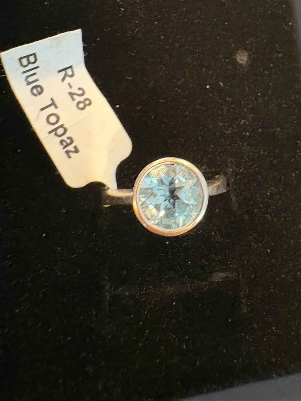 Blue Topaz bezel set sterling silver ring 925 size 6 - NWT